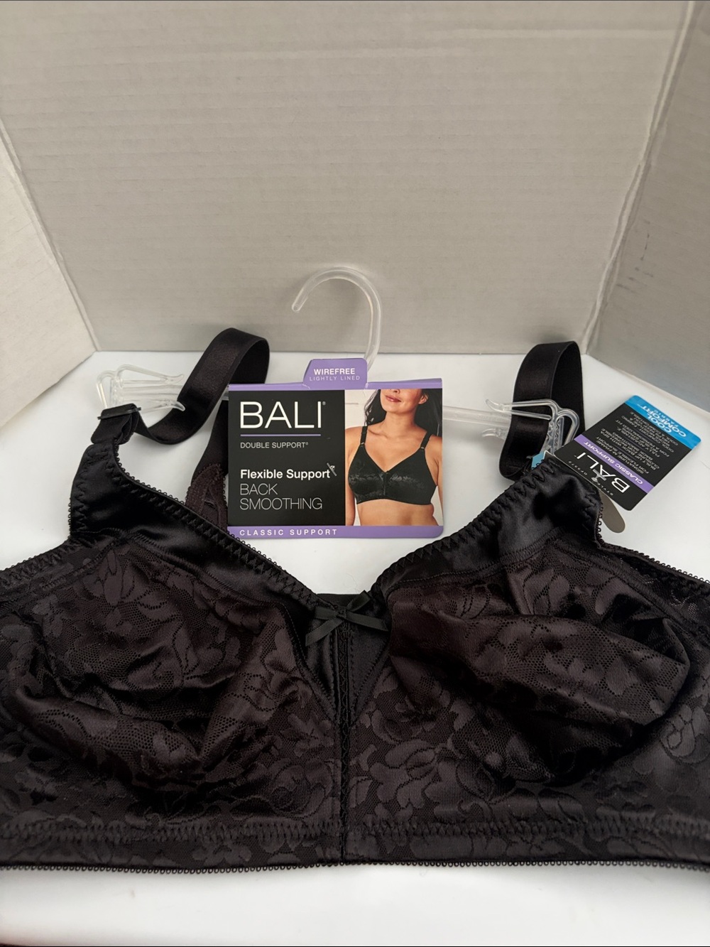 Bali Black Lace Double Support Back-Smoothing Bra